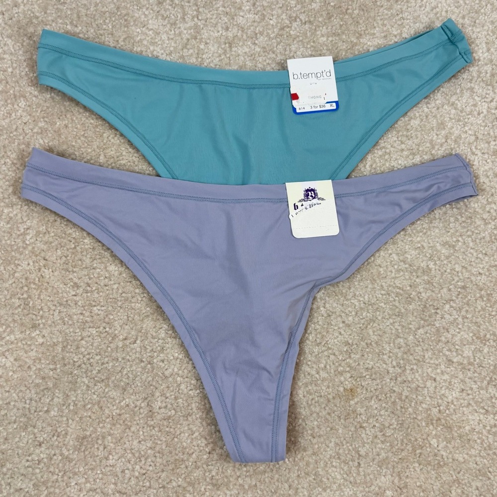 B.tempt'd by Wacoal Thong Panties 2 Pack Teal Lavender XL 972289 NWT‎